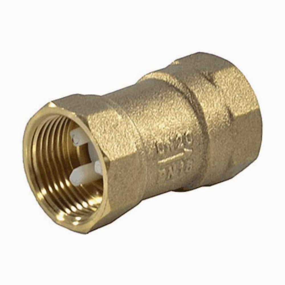 Клапан обратный латунь осевой КОП Ду 25 Ру16 ВР G1" диск пластик Пензапромарматура 00131000, DN 25, 1 дюйм